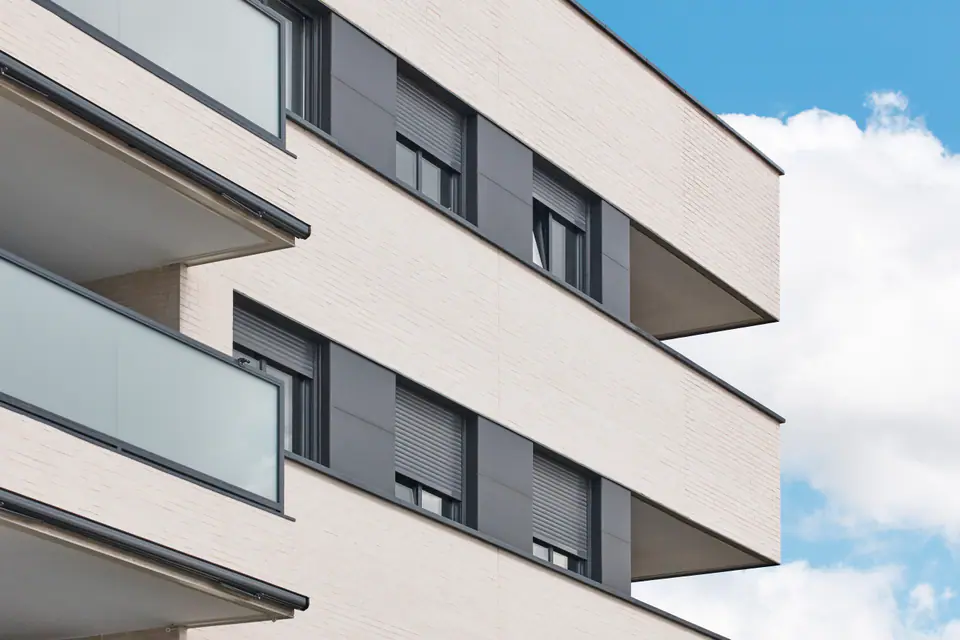 Modern apartment building facade